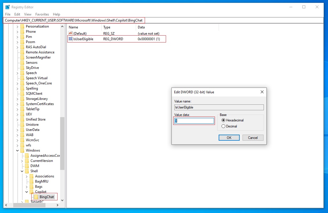 Enable Copilot using Registry