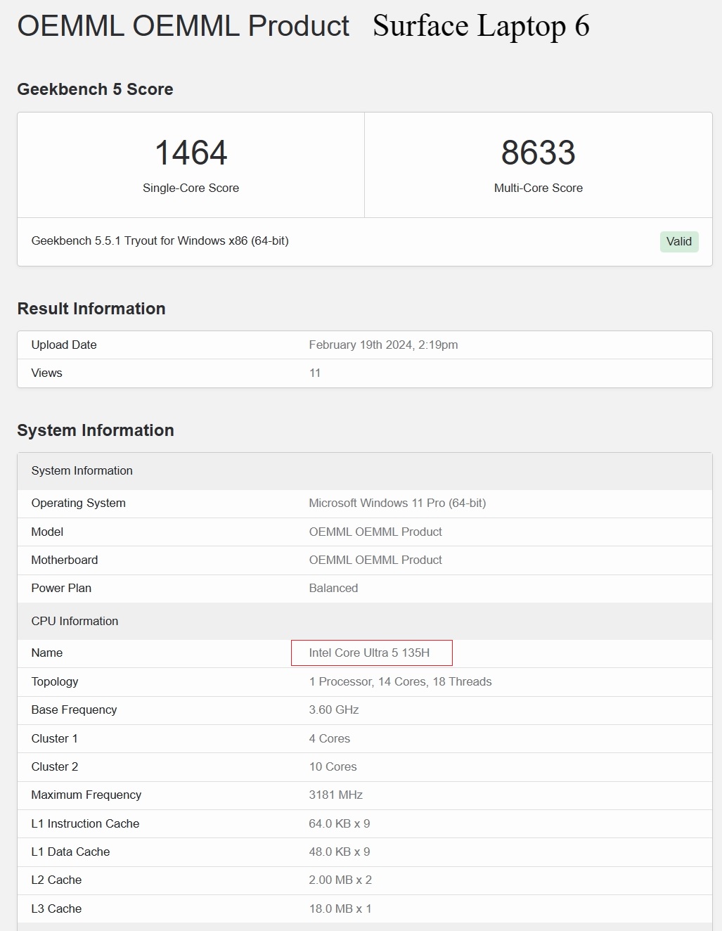 Surface Laptop 6 benchmark